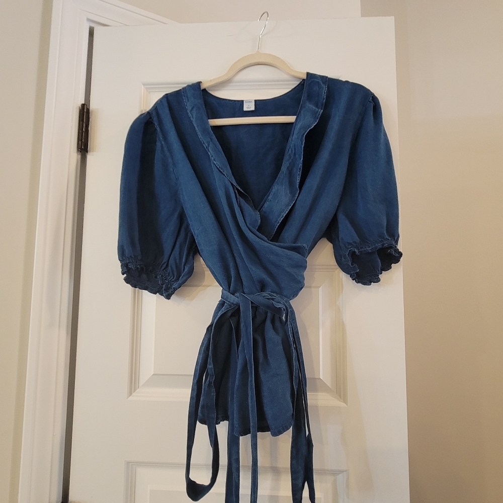 ON Chambray Wrap Blouse